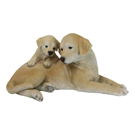 Realistic Adorable Labrador Puppy Dog Cuddling with Its Mother Family Figurine
