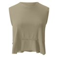 thumbnail image 5 of Samlisa Womens Cropped Workout Tank Tops Summer Loose Fit Sleeveless Yoga Tops Irregular Hem Side Slit Running Gym Fitness T Shirts Tees 0630S*Khaki S, 5 of 6