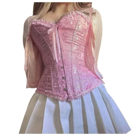 LARUYEKO Ladies Strapless Vintage Corset Bra Shapewear for Wedding Dress Elegant Retro Underwear Womens Tops Fitted Underwire Bodysuit for Women Corset Too Workout Waist Trainer Belt Fem Bot