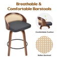 thumbnail image 4 of Modern Rattan Back PU Leather Bar Stools Set of 2 with Footrest, 4 of 9