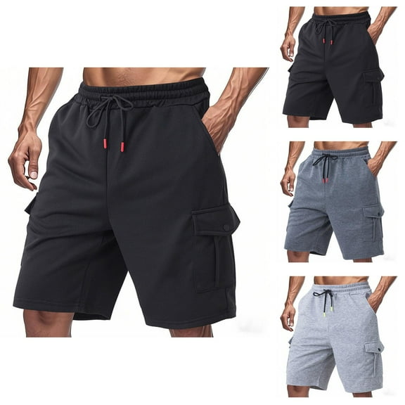 Men's Cargo Shorts 2025 Elastic Waistband with Drawstring Pockets Lightweight Breathable Casual Cargo Shorts for Men