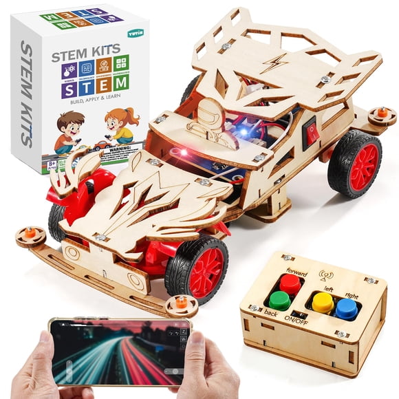 STEM Kits Yutin, modelo de madera para construcción de automóviles, control remoto, 8-13