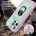 thumbnail image 4 of Decase Compatible with iPhone 14 Pro Max Case, Armor Case with Slide Camera Cover, Heavy Duty Protection Phone Cover with Magnetic Ring Stand for iPhone 14 Pro Max 6.7 INCH, Pink+Green, 4 of 9