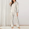 thumbnail image 2 of KLL Beautiful Rabbit Print Women's Long Sleeve Pajamas with Pants Sleepwear Loungewear 2 Set-Small, 2 of 7