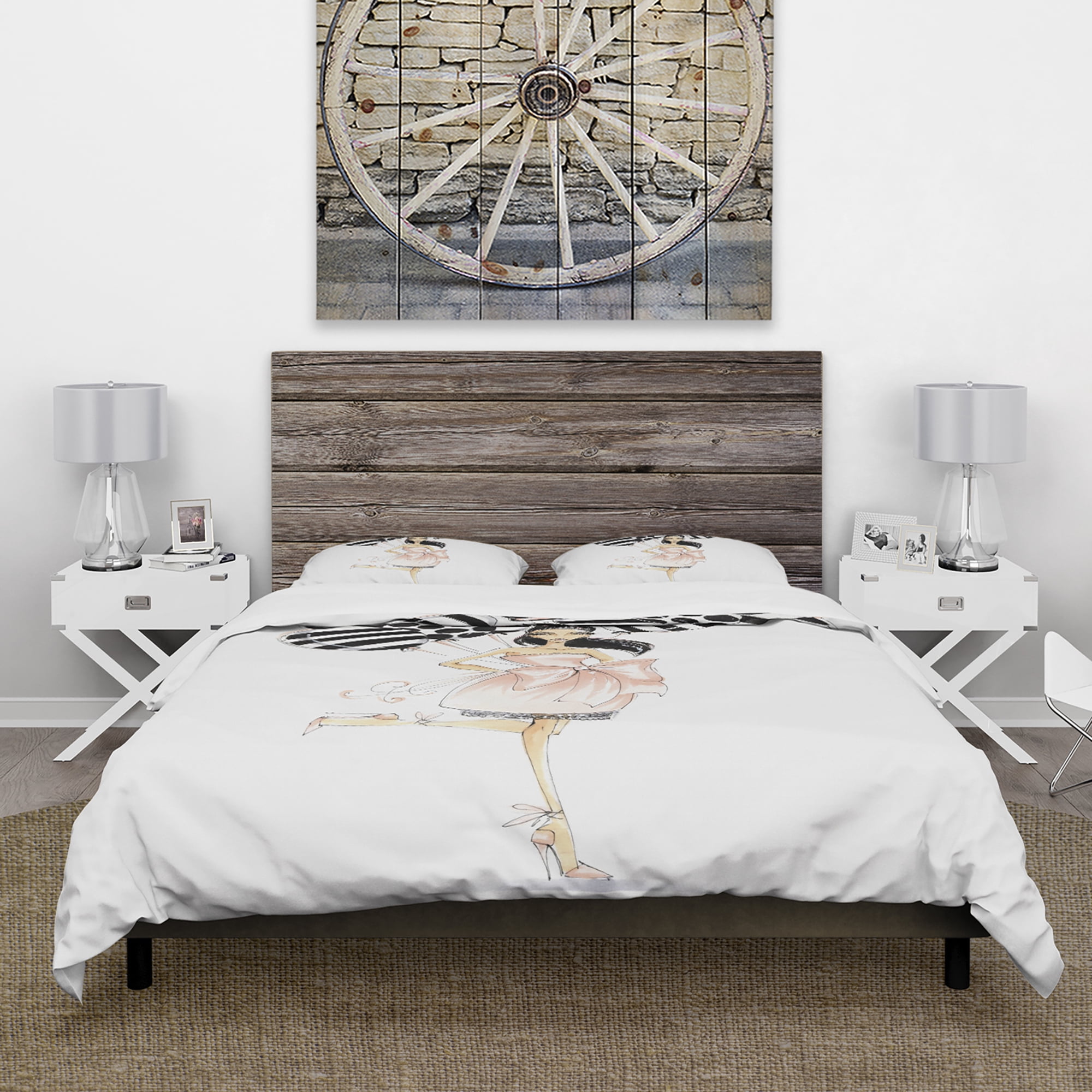 Designart 'Girl with Baloons' Glamour Duvet Cover Set