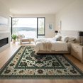 thumbnail image 3 of ODIKA 9'x12' Washable Area Rug Deep Green Vinyl Vintage Mosaic Floral Medallion with Distressed Botanical Design for Master Suite, California King, Under Bed, Non-Shedding, Easy Care, 3 of 7