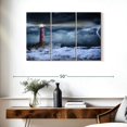 thumbnail image 3 of Elephant Stock Stormy Ocean Lighthouse Wall Art - Horizontal Multi Panel Canvas - Living Room Wall Decor - Nautical Multi Panel - Gray And Blue Decor - 38" x 24", 3 of 8