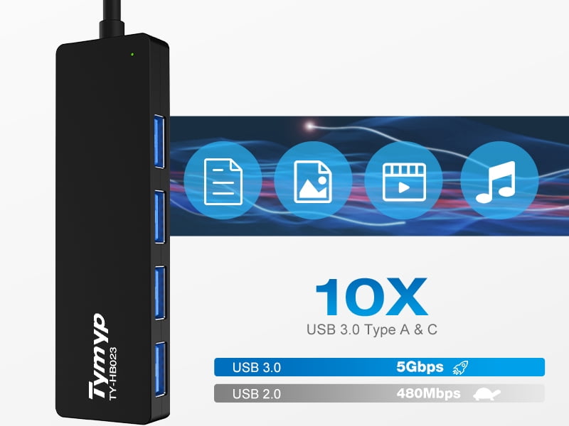 USB 3.0 Hub, 4 Port Extra Light Data Hub Adapter with 5Gbps Transfer Speed for MacBook, iMac, USB Flash Drives, and More - Perfect for Fans of USB Microscopes and Pocket Microscopes