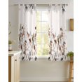 thumbnail image 4 of Brown Grey Leaves Sheer Curtains 45 Inch Length 2 Panels Set for Living Room/Bedroom, Summer Botanical Pastoral Birds Rustic Kitchen Curtains Grommet Semi-Sheer Curtains Window Treatments 42"x45"x2, 4 of 7