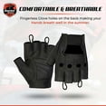 thumbnail image 3 of Daniel Smart Men’s Leather Gloves – Naked Goatskin Leather - Fingerless Motorcycle Gloves with Pull Tabs and Gel Palm, 3 of 6