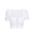 thumbnail image 1 of Xingqing Femmes Crop Tops Col Carré Manches Courtes Veste T-Shirt, 1 of 5