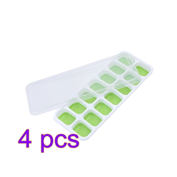 Molde para cubitos de hielo Vogacara 14 rejillas plástico silicona con tapa verde HA004890-01*4