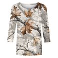 thumbnail image 4 of Mujeres 3/4 Manga Tops Y Blusas de Impresión Cuello Redondo Suéter, Tops de Moda de la Mujer para la Primavera Y el Verano, 4 of 5