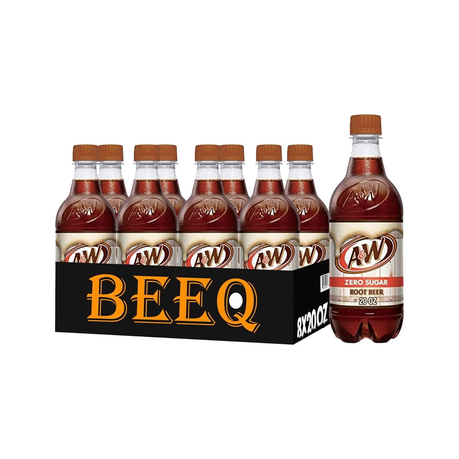 BEEQ BOX - (Pack of 8) A&W Zero (Diet) Root Beer, 20 Oz Bottles