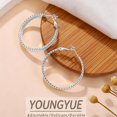 thumbnail image 6 of YOUNGYUE Silver Plated Hoop Earrings for Women, Lightweight Hypoallergenic 40mm Braided Leaf Large Hoop Earrings Gift, 6 of 8