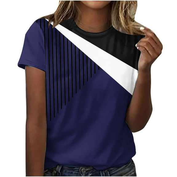 Brilliant Women Tops Women's Short Sleeve Retro Round Neck Printed Loose Tops Blouse Three Quarter Sleeve clearance clothes under $10.00