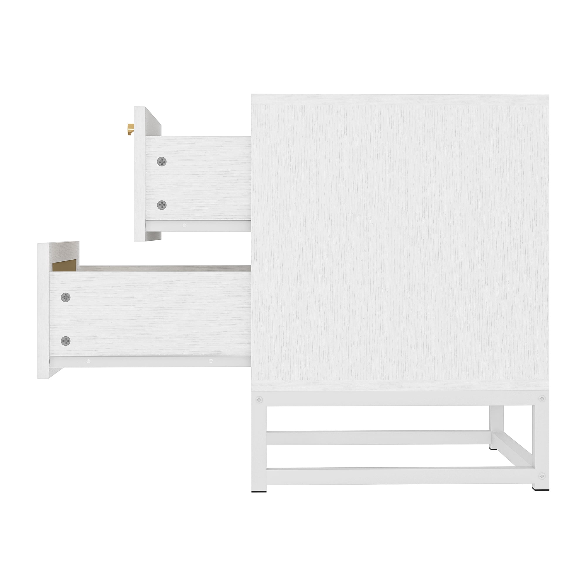 Kadyn Nightstand Set of 2, Bedside Table with 2 Natural Rattan Drawer & Metal Legs, White Side Table for Bedroom Kadyn Nightstand Set of 2, Bedside Table with 2 Natural Rattan Drawer & Metal Legs, White Side Table for Bedroom