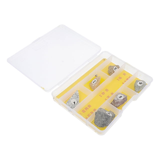 OULII 1Set Rock Identification Kit Mineral Stone Specimens for Educational Use 14.5X11.5X3CM