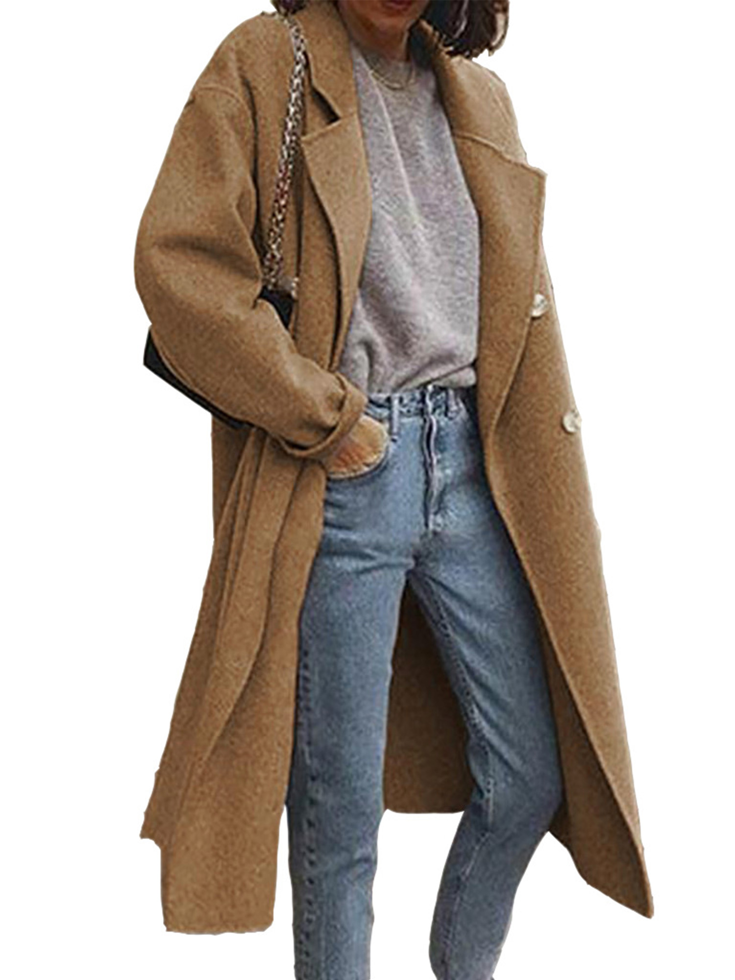 Jacket Overcoat Long Sleeve Women/'s Winter Trench Ladies Blazer Woolen Coat