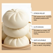 Cute Squishy Dumpling Large with Steamer, Squishy Dumpling Doll with Cute Expressions, Silicone Bun Sensory Fidget Dolls, Hand Pinching Decompression Dolls