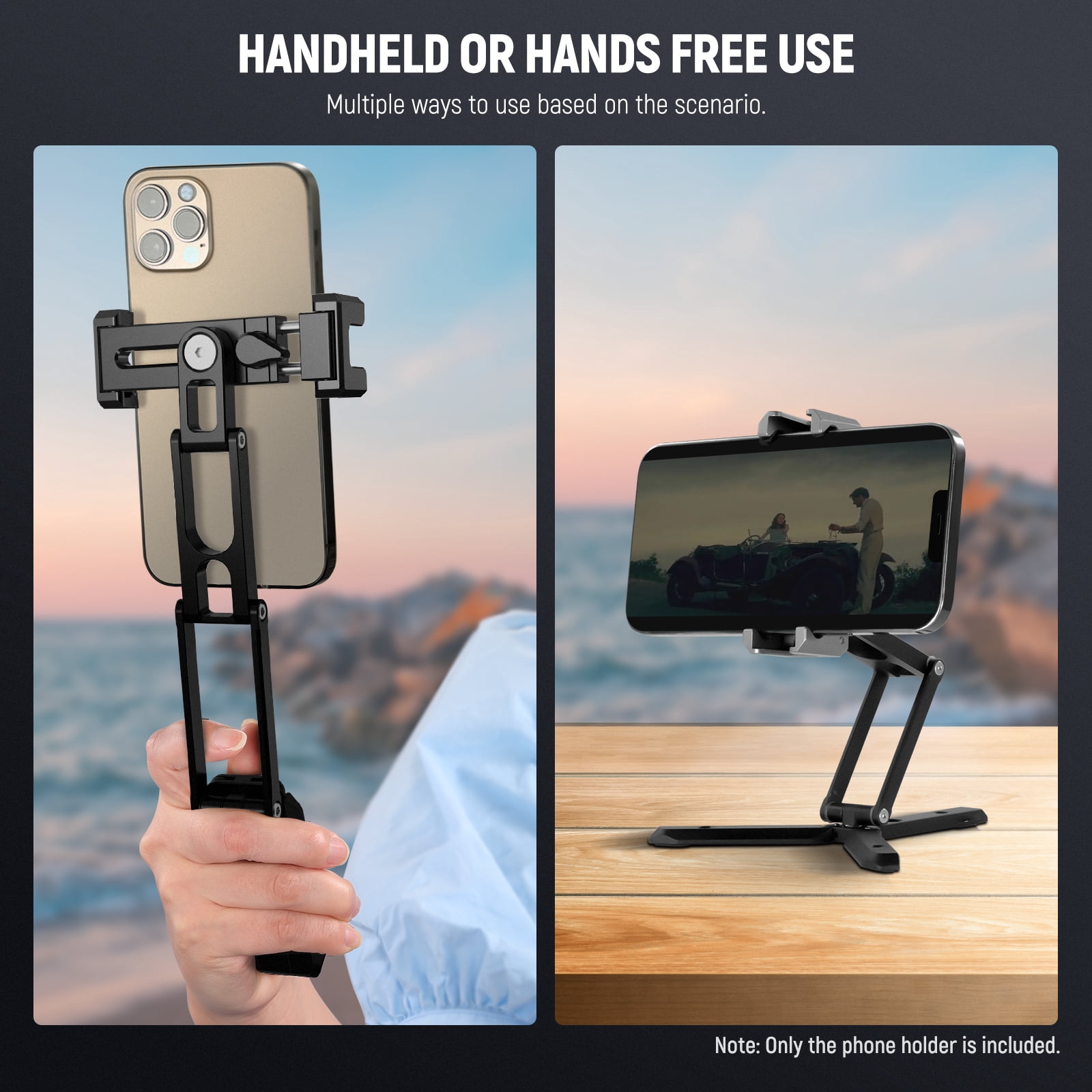 Neewer SP-04 Phone Tripod Mount with Cold Shoes, Metal Tri-Fold Grip for iPhone, Multi-Angle Holder for Streaming/Vlogging