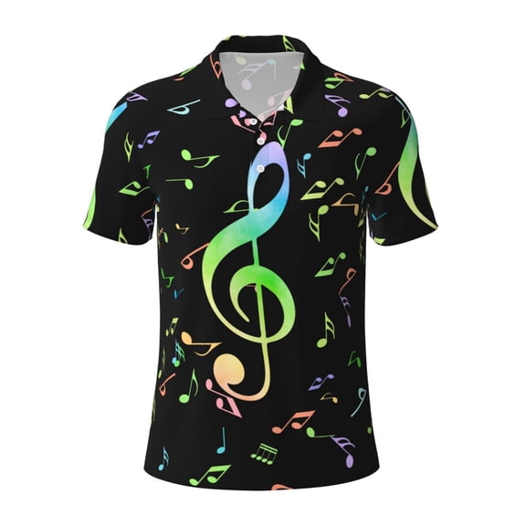 Kuqiui Mens Golf Polo Shirt Dry Fit Performance Sport Short Sleeve Golf Polo Shirts for Men-Music Notes