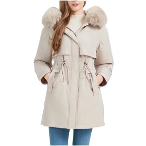 Dvprdro Manteaux d'hiver pour les femmes Trendy Full Zip Parka Vestes d'Hiver Veste de tampons épais avec manches amovibles et fourrures amovibles