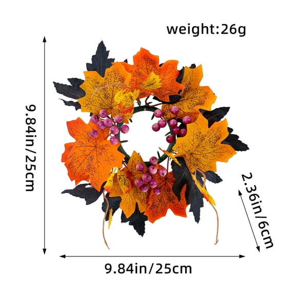 EUDIDV Spooky Ornaments Halloween Candle Wreath Maple Leaf Rose Candlestick Decorative Ring Desktop Decoration Party Supplies Ornament Creepy Halloween Props