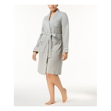 

RALPH LAUREN Intimates Gray 100% Cotton Solid Everyday Robe Plus Size: 1X