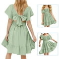 thumbnail image 4 of AUNVITO Girls Summer Tie Back Dress Back Bow Ruffle Sleeve Swing Hem Dress Party Princess Outfit, 4 of 9