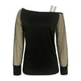 thumbnail image 6 of Fall Shirts for Women 2025 Long Sheer Sleeve One Shoulder Lace Casual Loose Tshirt Shirt Blouse Tops Clubwear, 6 of 6