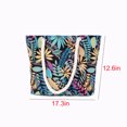 thumbnail image 3 of FAMTKT Beach Bag for Women Blue Print Leaves Pattern Summer Large Beach Tote Bag Travel Canvas Handbag Zipper Closure Shoulder Bag, 3 of 6