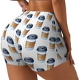 thumbnail image 2 of Kdxio Coffee To Go Pattern Print Workout Shorts for Women Seamless Soft Smooth Gym Yoga Scrunch Active Shorts, 2 of 5