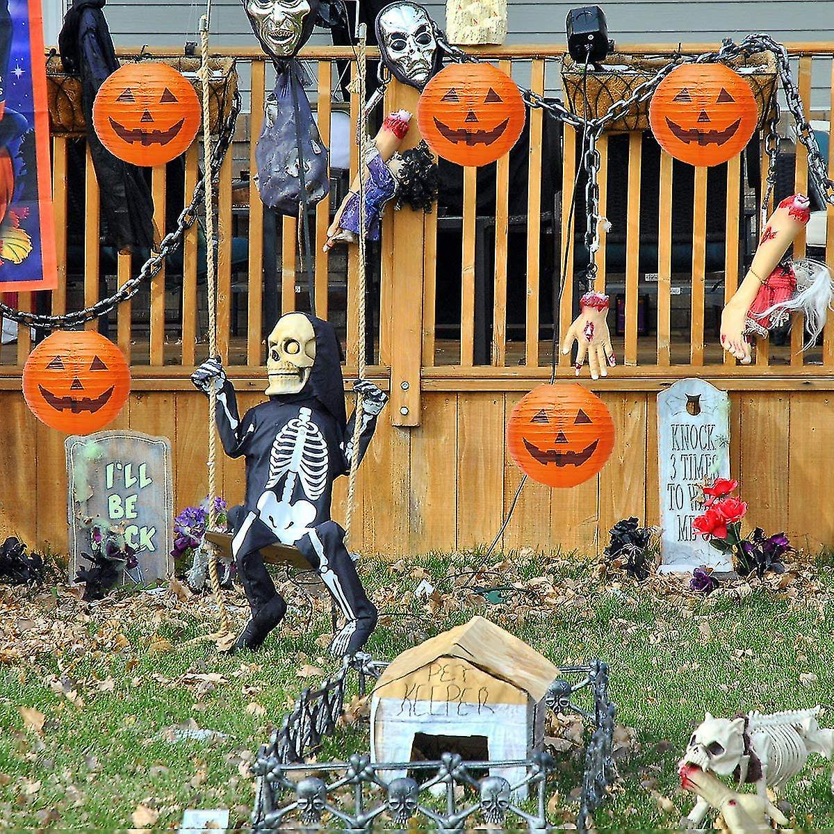 Lot De 5 Lanternes LED Halloween - Citrouille, Sorcière, Squelette - En Papier Pliable, Portable - Pour Maison, Jardin, Fêtes - Décoration Effrayante Enfants