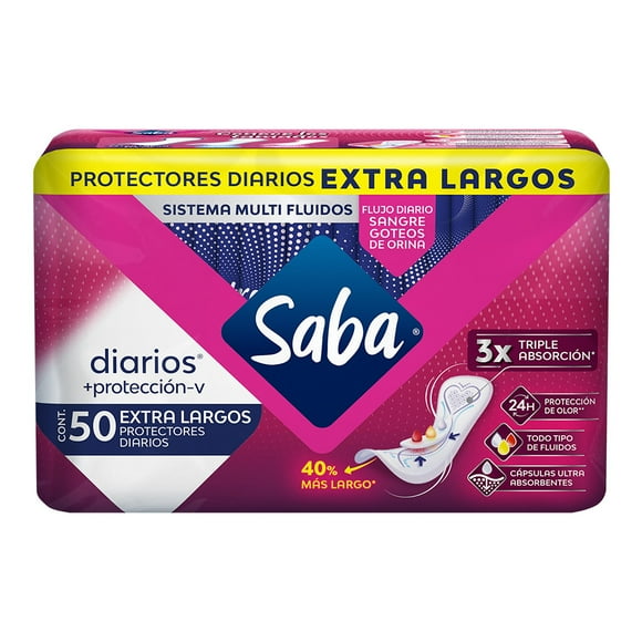 Diarios Saba MasProteccion extra largos 50 pzas
