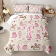 thumbnail image 2 of Homewish Farmhouse Cowgirl Quilt King For Girls,Monogrammed T King Coverlet Set,3-Piece, 2 of 7