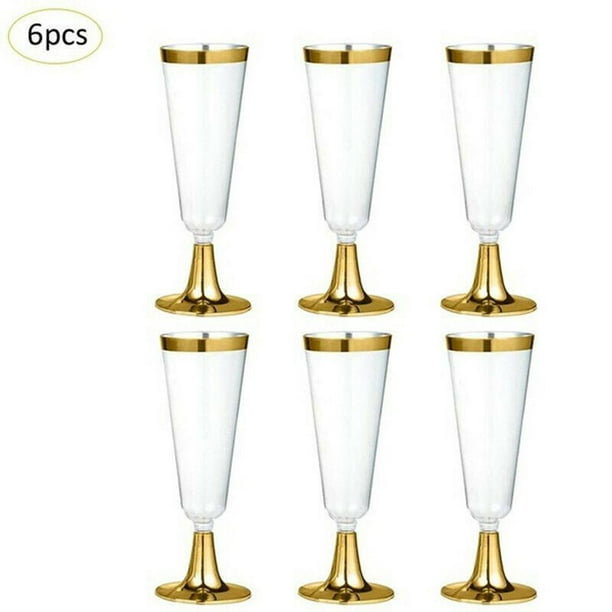 12 Pcs 5oz Disposable Clear Plastic Champagne Flutes for Wedding Birthday Party Banquet Events ...