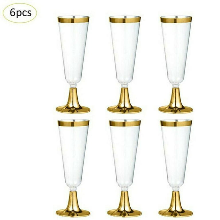 50 Gold Rimmed Sparkle Plastic Champagne Flutes, Gold Glitter, 6.5 Oz  Reusable Heavy Duty Wine Glass…See more 50 Gold Rimmed Sparkle Plastic  Champagne