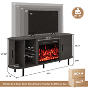 Rocyis 65 Modern Fireplace TV Stand for TVs Up to 75'', Fluted Entertainment Center with Electric Fireplace, Media Console Cabinet for Living Room, Black