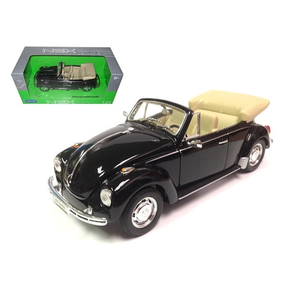 Volkswagen Beetle Convertible Black 1/24 Diecast Model Car by Welly