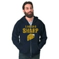 thumbnail image 5 of Looking Sharp cheddar Cheese Pun Gym Zip Up Hoodie Men's Women's Brisco Brands S, 5 of 6