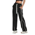 thumbnail image 7 of Hauaitttt Women's Casual Wide Leg Pants with Side Stripes Comfortable Trousers for Everyday Wear Outdoor Activities and Travel Versatile Stretchy Soft Fabric Flowy Relaxed Fit Comfortable Sweatpants, 7 of 7