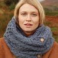 thumbnail image 3 of Ladies Adult Irish Wool Denim Blue Snood Scarf Made By Aran Woollen Mills, One size, 3 of 3