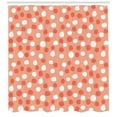 thumbnail image 3 of Abstract Shower Curtain, Polka Dot Inspired Deformed Circular Shapes Repeating Irregularly, Fabric Bathroom Set with Hooks, 69W X 84L Inches Extra Long, Coral Dark Coral White, by Ambesonne, 3 of 3