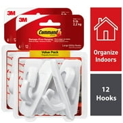Command Large Utility Hooks, White, Organize Damage-Free, 12 Hooks