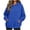 Blue, variant on Hoodies for Women Plus Size Hooded Pullover Long Sleeve Sweatshirt Solid Tops Fall Clothes with Pocket Blue 2XL