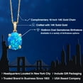 thumbnail image 2 of Gem Stone King 14K Yellow Gold Simulated Blue Opal Pendant Necklace | 0.85 Cttw | Gemstone October Birthstone | Oval Cabochon 10X8MM | Gold Necklace for Women | With 18 inch Gold Chain, 2 of 6
