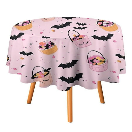 

JINGDS Halloween Pumpkin Buckets Bats-662 Round Table Cloth Halloween Tablecloth Thanksgiving Day Table Cloth Round Cover Circle Tablecloth for Halloween Thanksgiving Fall Party