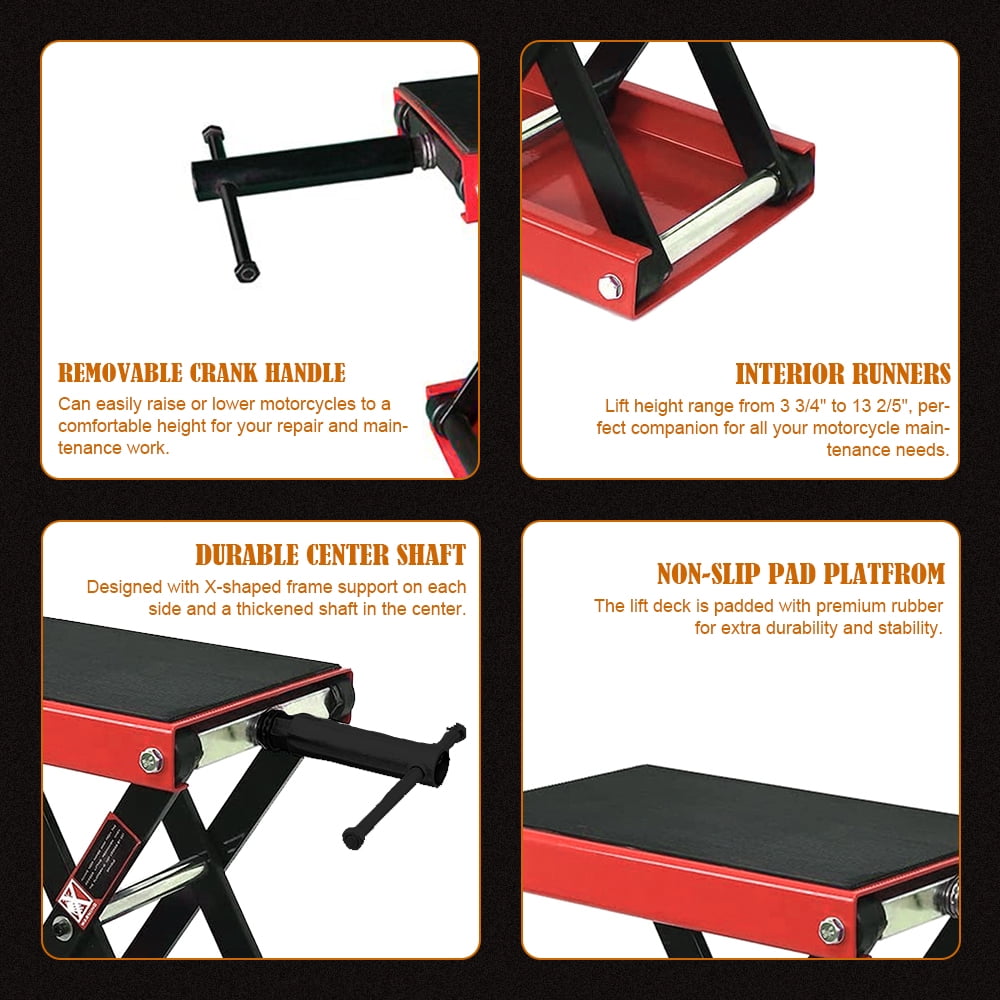HPDAVV Wide Deck Motorcycle Scissor Jack Lift Stand Widow Cruiser Touring Bike 1100 lbs