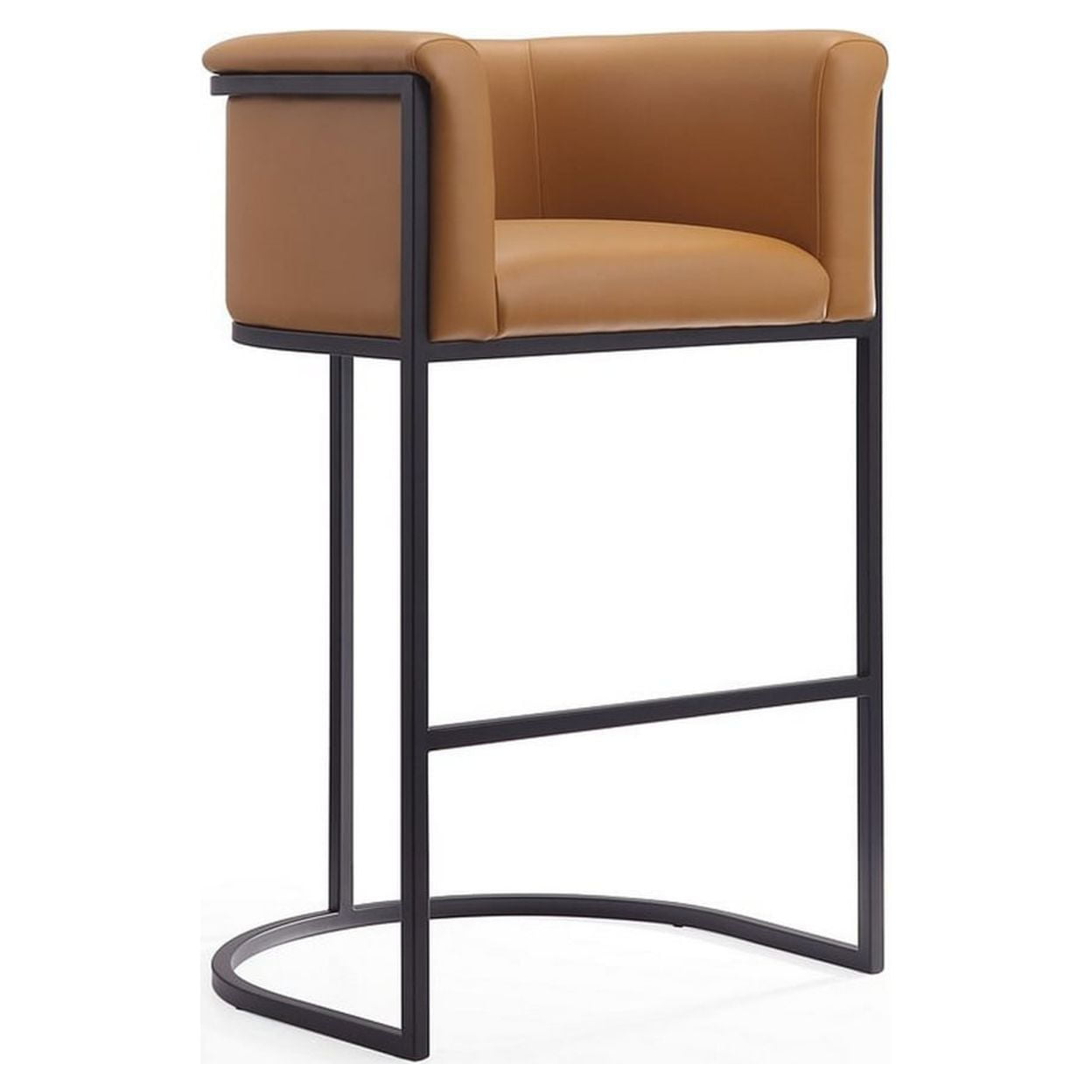 Manhattan Comfort Cosmopolitan 29.5" Faux Leather Barstool in Camel (Set of 3)